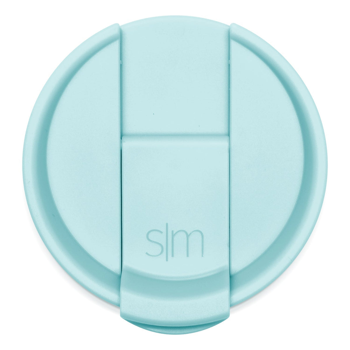 Seafoam blue flip-top lid against white background