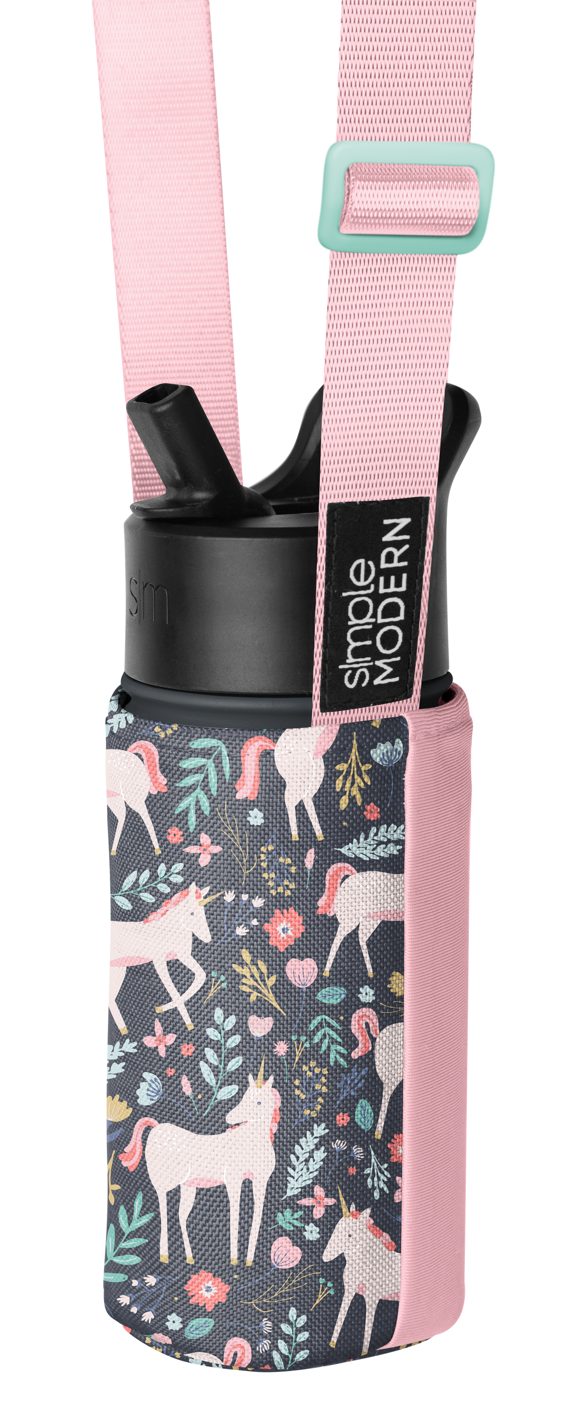 Soft pink bottle holder with adjustable straps in pale ballet pink and saturated candy pink exterior panel