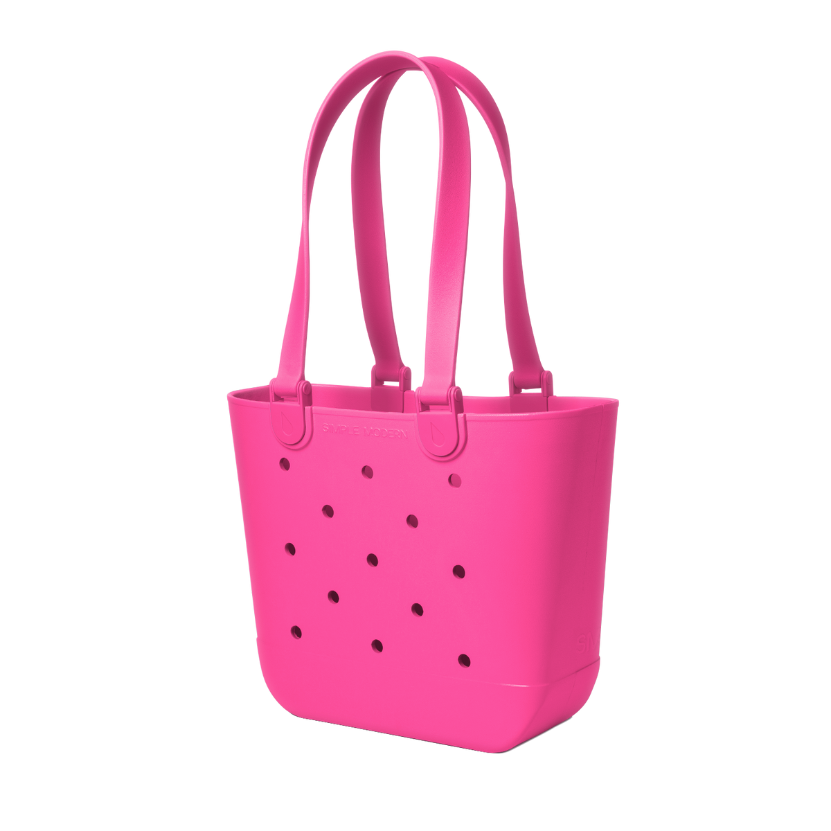 Vibrant hot pink canvas tote bag with handles against white background