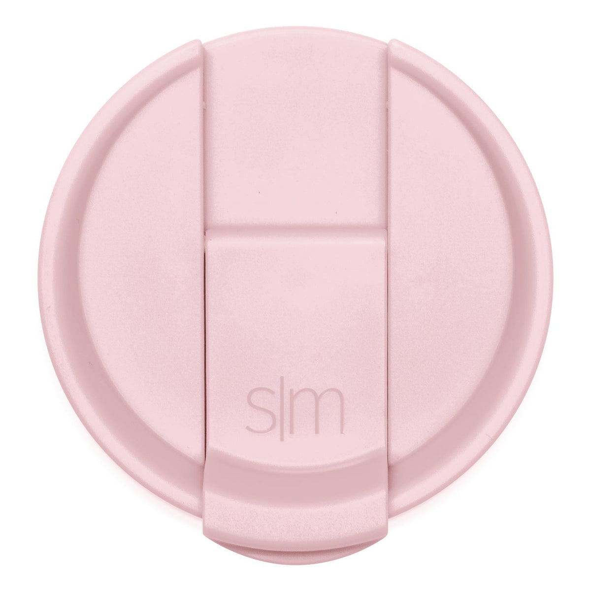 Soft pale pink flip-top lid against white background