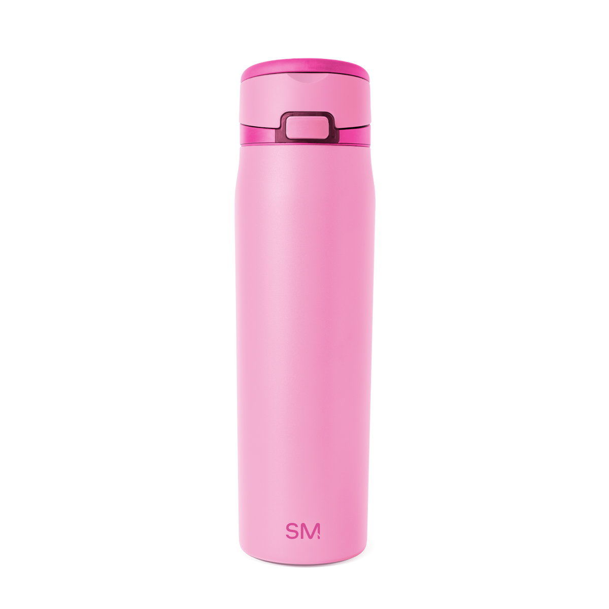 Pink cylindrical drinkware with magenta accent details