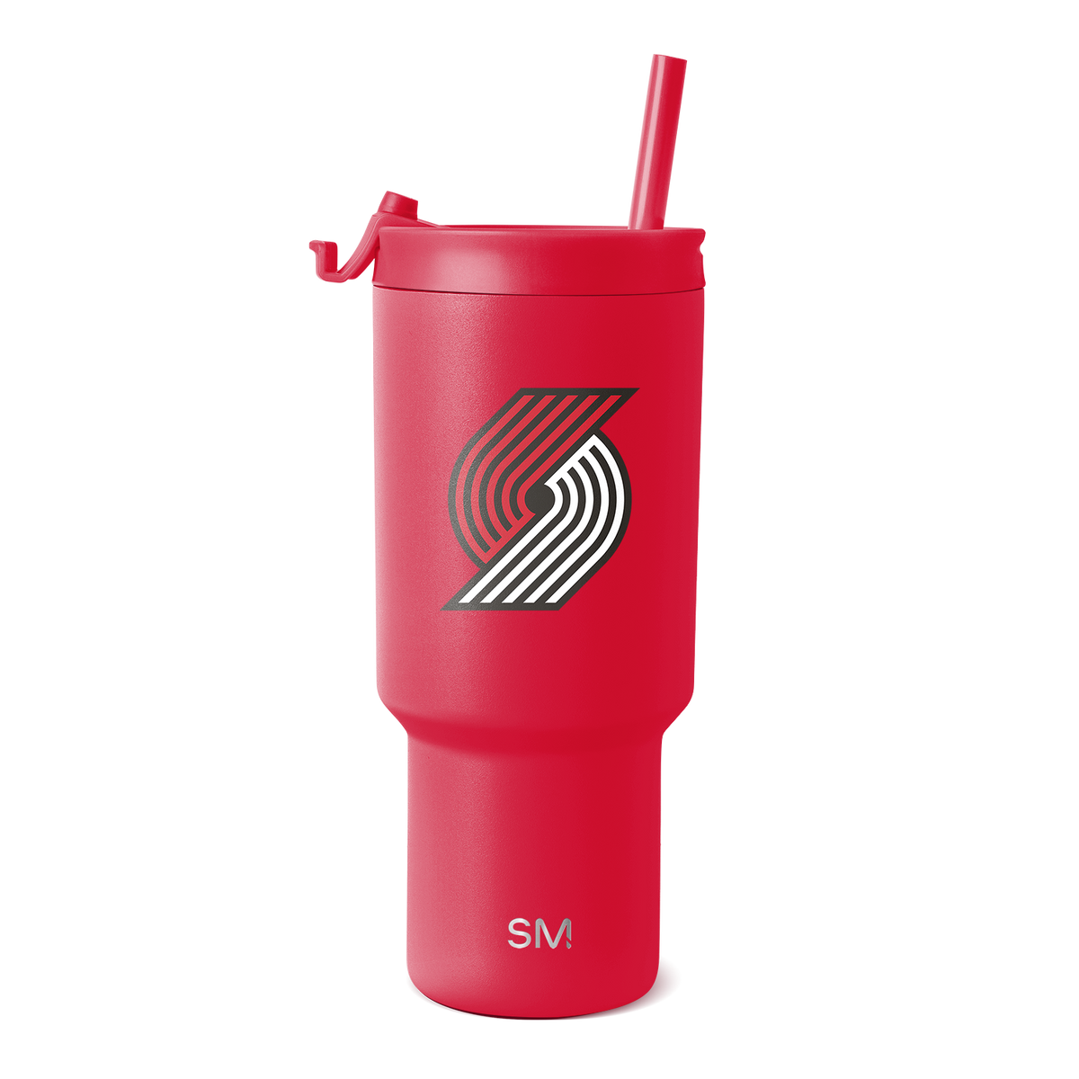 Bright red cylindrical tumbler with matching red straw