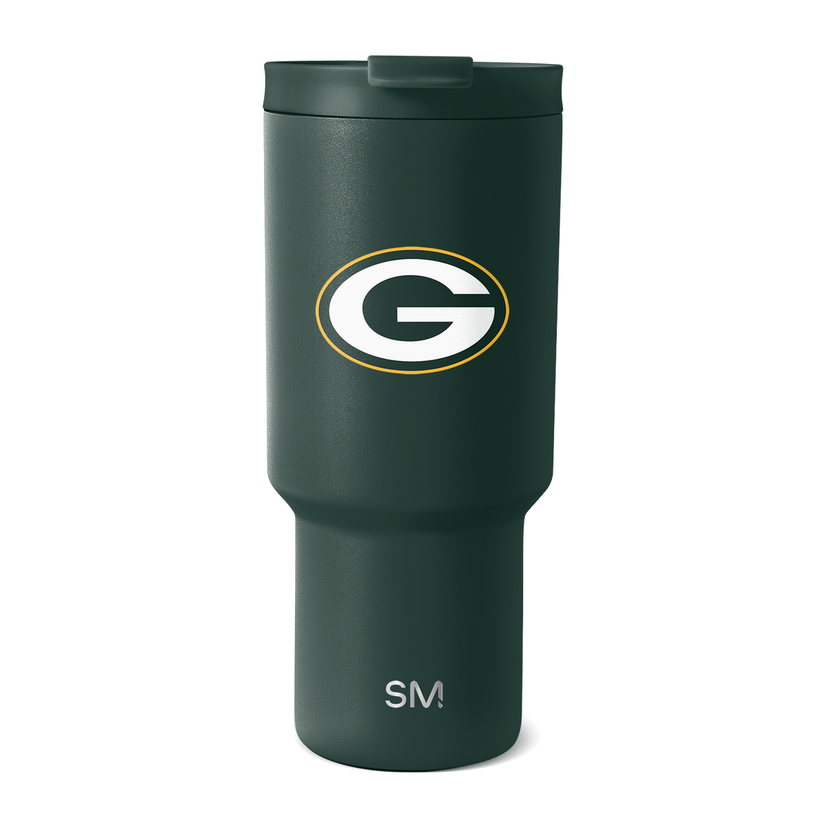 Green Bay Packers forest green tumbler with white, gold, and dark accents