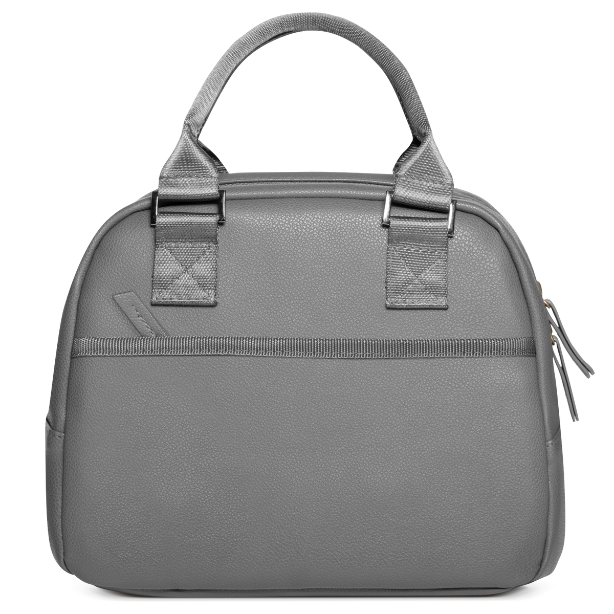 Gray tote bag with dimensional texture and subtle shading, displayed on white background